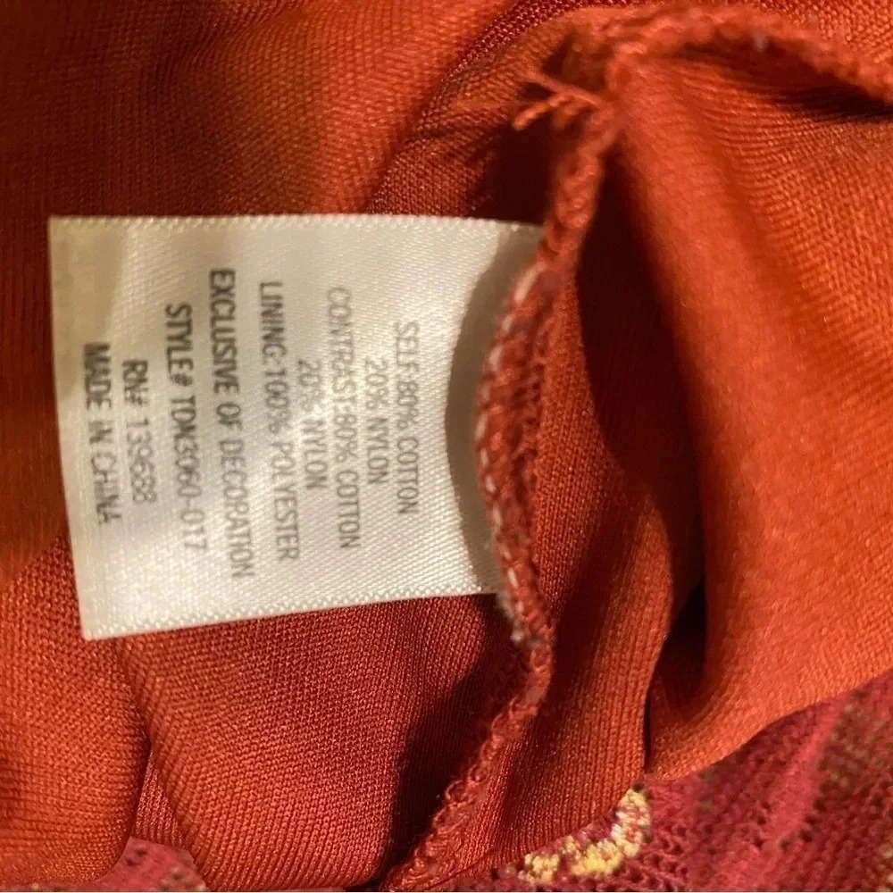 Francesca’s M mi ami Rust Sleeveless Lace Embroidered Tiered Doll Dress - Picture 8 of 10